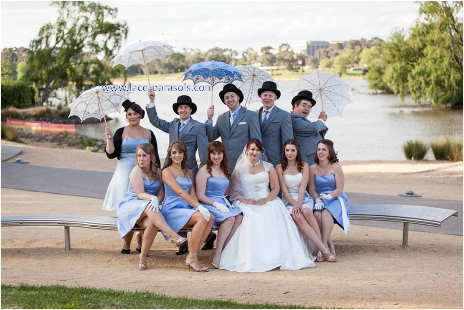 Bridesmaids with parasols