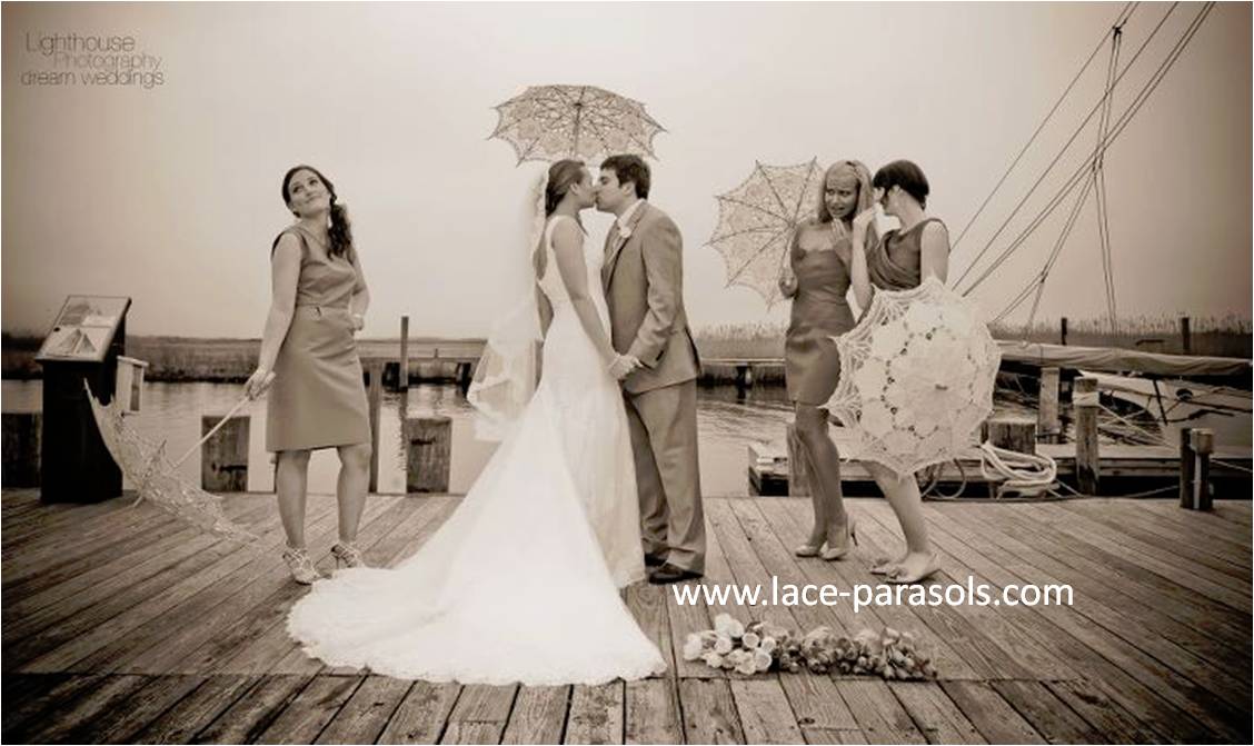 wedding parasols by the beach